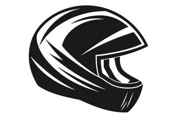 Monochrome racing helmet showcases dynamic streaks against a pristine backdrop for sporting enthusiasm