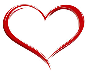 Red heart shape with a glossy, stylized outline