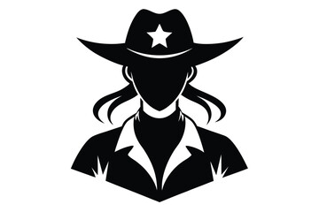 Silhouette shows a young woman wearing a cowboy hat and an open jacket