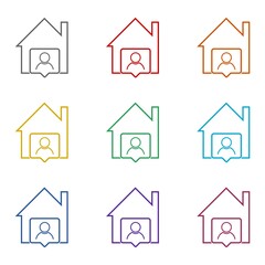 Work at home line icon isolated on white background. Set icons colorful