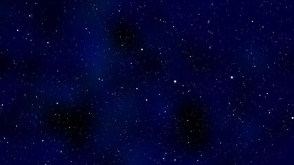Flying Through a Deep Blue Animated Starfield with Distant Nebulae