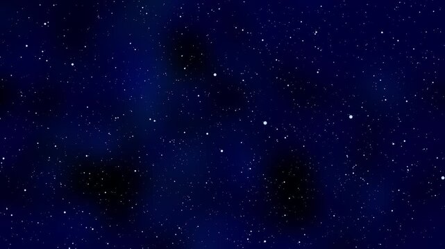 Flying Through a Deep Blue Animated Starfield with Distant Nebulae