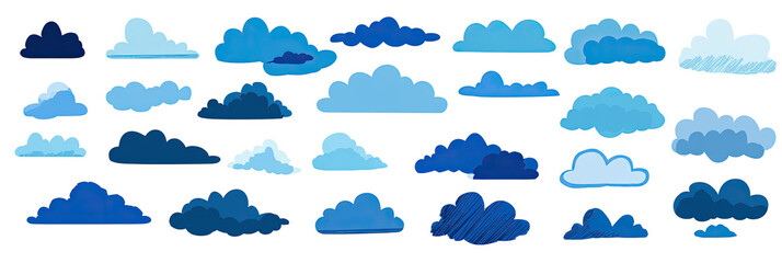 Pixelated blue clouds on black background