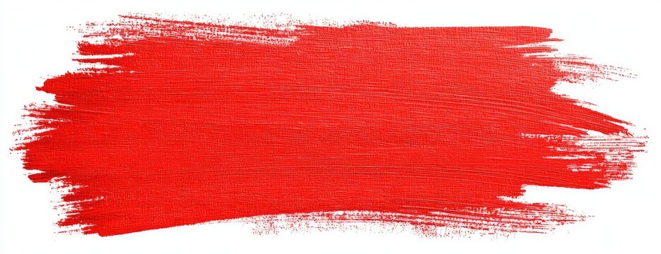 Horizontal red paint stroke on white background
