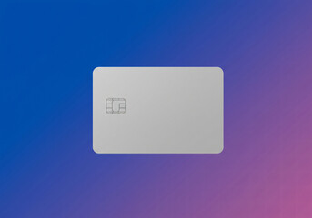 Realistic credit card mockup with blank details, chip visible, placed on gradient background 