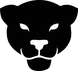 Fierce panther head silhouette, a powerful black wild cat face icon. Vector graphic illustration suitable for a mascot or logo design.