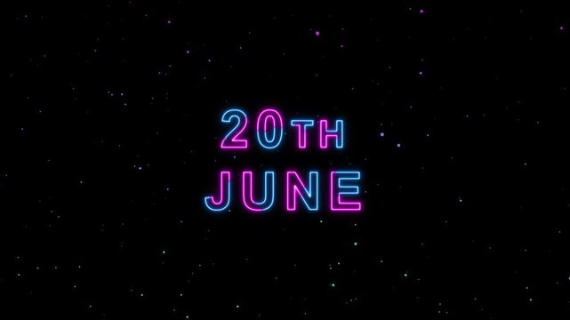 Video of 20th June Text Neon Glow Animation Motion Graphics