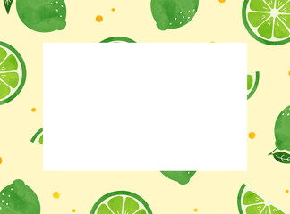 水彩で描いたライムの長方形フレーム クリームイエロー
