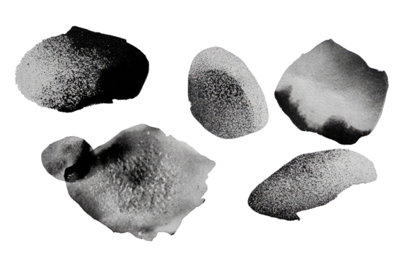 Abstract ink blots on a black background