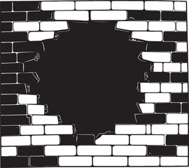 Brick Wall Broken Silhouette | Black Vector Illustration