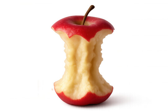 Apple core resting on a transparent background, representing healthy eating and dieting, highlighting nutrition and fresh food choices