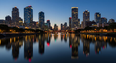 Obraz premium Philadelphia Skyline at Dusk: A Stunning Reflection
