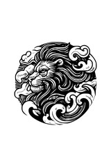 Lion head isolated on white background