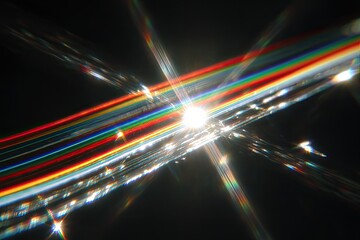 Obraz premium Colorful light streaks intersecting, bright center