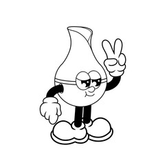 Retro character design of cool humidifier outline