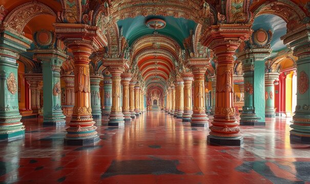 Temple of Sri Ranganathaswamy in Trichy, showcasing the grandeur and intricate architecture of this iconic Hindu temple. This image captures the spiritual and cultural significance, Generative AI