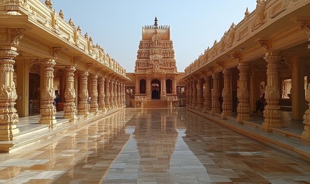 Temple of Sri Ranganathaswamy in Trichy, showcasing the grandeur and intricate architecture of this iconic Hindu temple. This image captures the spiritual and cultural significance, Generative AI