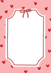 Valentine's Day Card with Heart Frame and Ribbon