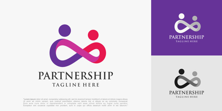 Abstract People Infinity Loop Logo design. teamwork icon vector illustration.