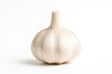 Single Garlic Bulb on White Background