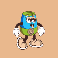 Retro character design of tired humidifier