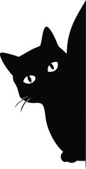 Curious Black Cat Peeking Silhouette Cute Minimalist Feline Animal Graphic Design