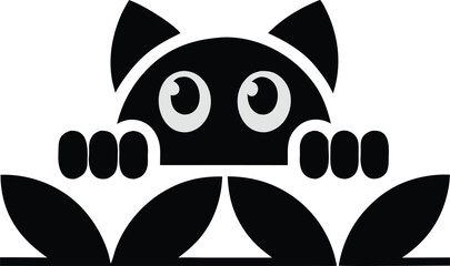 Cute Black Cat Peeking Simple Graphic Vector Animal Illustration Art