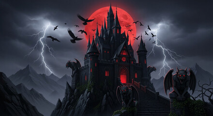 Dracula's Castle Under a Blood Moon