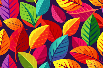 Fototapeta premium Vibrant autumn leaf pattern creates a stunning visual for seasonal promotions, nature-themed projects, or decorative backgrounds, evoking warmth and color.