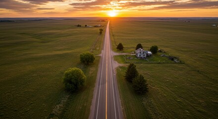 Prairie Road at Sunset