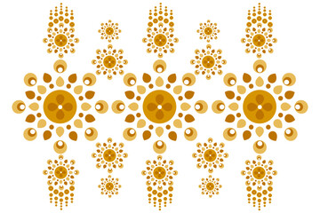 Traditional ethnic seamless Thai pattern. Yellow, gold color. Fabric pattern for textile, carpet, wallpaper, clothing, sarong, batik, wrap, embroidery, print, background, cover, vector illustration.