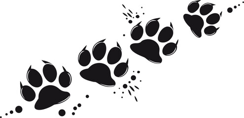 Animal paw prints in a diagonal row, perfect for wildlife, nature, or pet-related designs and branding