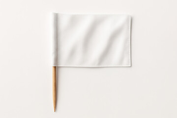 Blank White Flag on Toothpick, Isolated on White