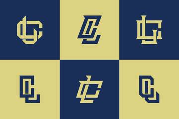 Monogram collection letter cl or lc with interlock, modern style for clothing brand, streetwear