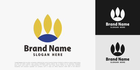 abstract bear footprint logo design, vector illustration