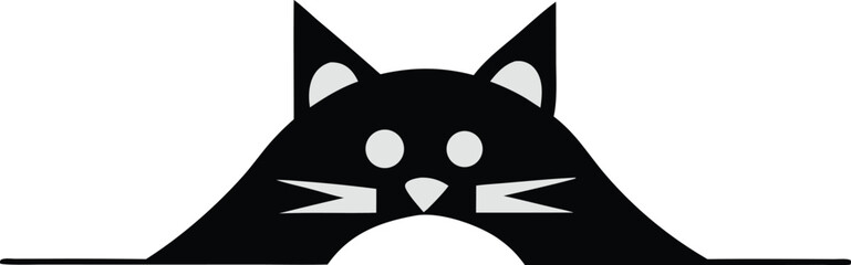 Minimalist Black Cat Head Logo Design  Simple Abstract Feline Art