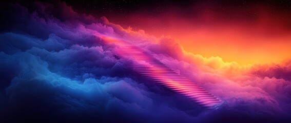 Naklejka premium Abstract color gradient blurred background with dynamic effect. Modern gradient stairs design. Grainy texture style with copy space. Colorful abstract stairs background. Gradient steps. 