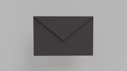 3D visualization of dark gray envelope on gray background