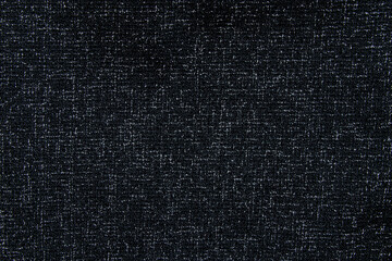 Black fabric with woven white threads and large dense weave for backgrounds, fabric