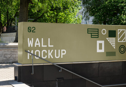 Small Wall with Stairs Mockup