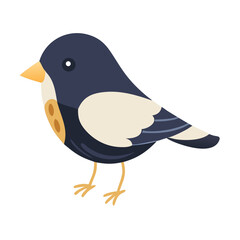 Cute Cartoon Sparrow Bird or Finch in Simple Flat Design