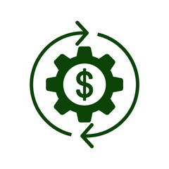 Fototapeta premium Financial process automation icon with gear and dollar sign representing business efficiency