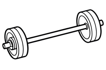 Outline shows a barbell weightlifting device on a seamless white background for fitness training