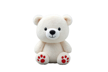 Obraz premium Cute White Plush Bear Toy Sitting on Transparent Background for Children's and Gift Product Marketing
