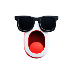 Fun Surprised Face with Sunglasses and Open Mouth in Bright Red and White Colors