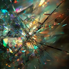 Shattered Prism Splintered beams of refracted light scattering in chaotic beauty vivid and edgy