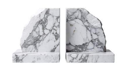 A centered view of premium marble bookend, white background --ar 16:9