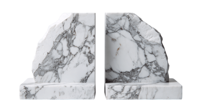 A centered view of premium marble bookend, white background --ar 16:9