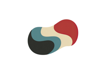 Abstract bean-shaped design with color stripes