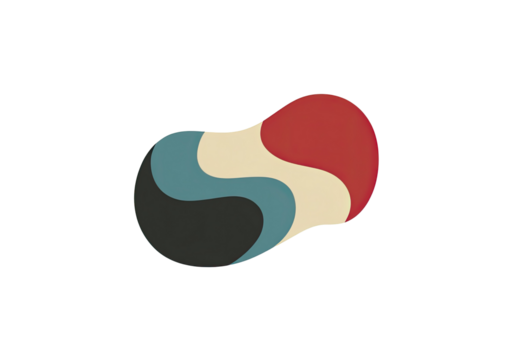 Abstract bean-shaped design with color stripes
